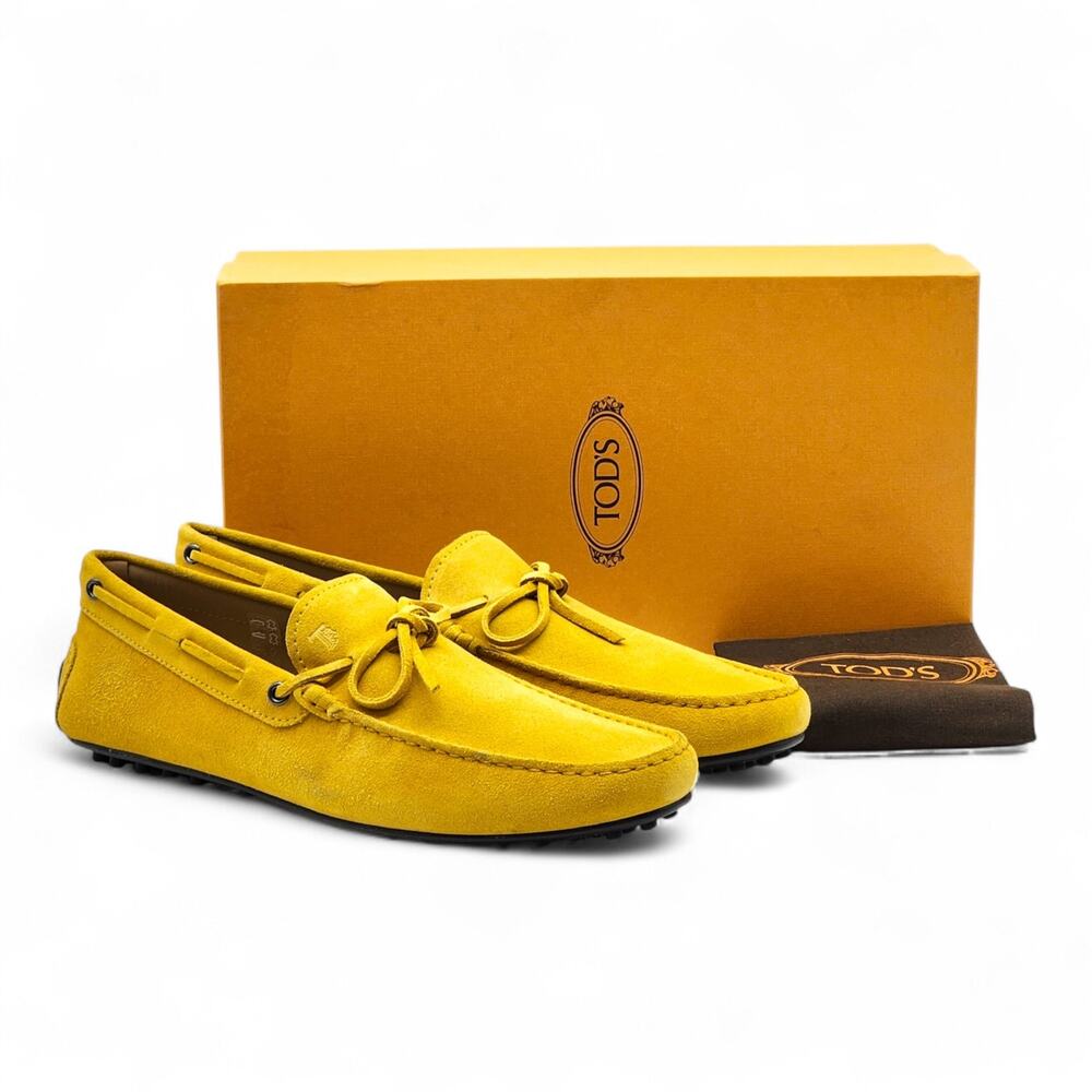 Tod's City Gommino Driving Men's Suede Loafers Yellow UK 11 US 12.5 - NWB $695